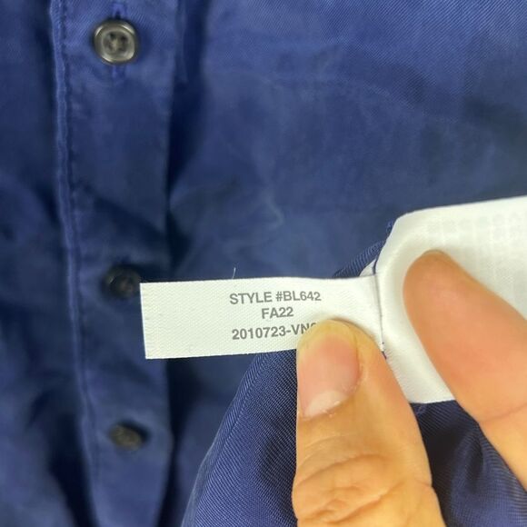 J. Crew navy ruffle collar cuff button blouse top size M - Picture 8 of 9